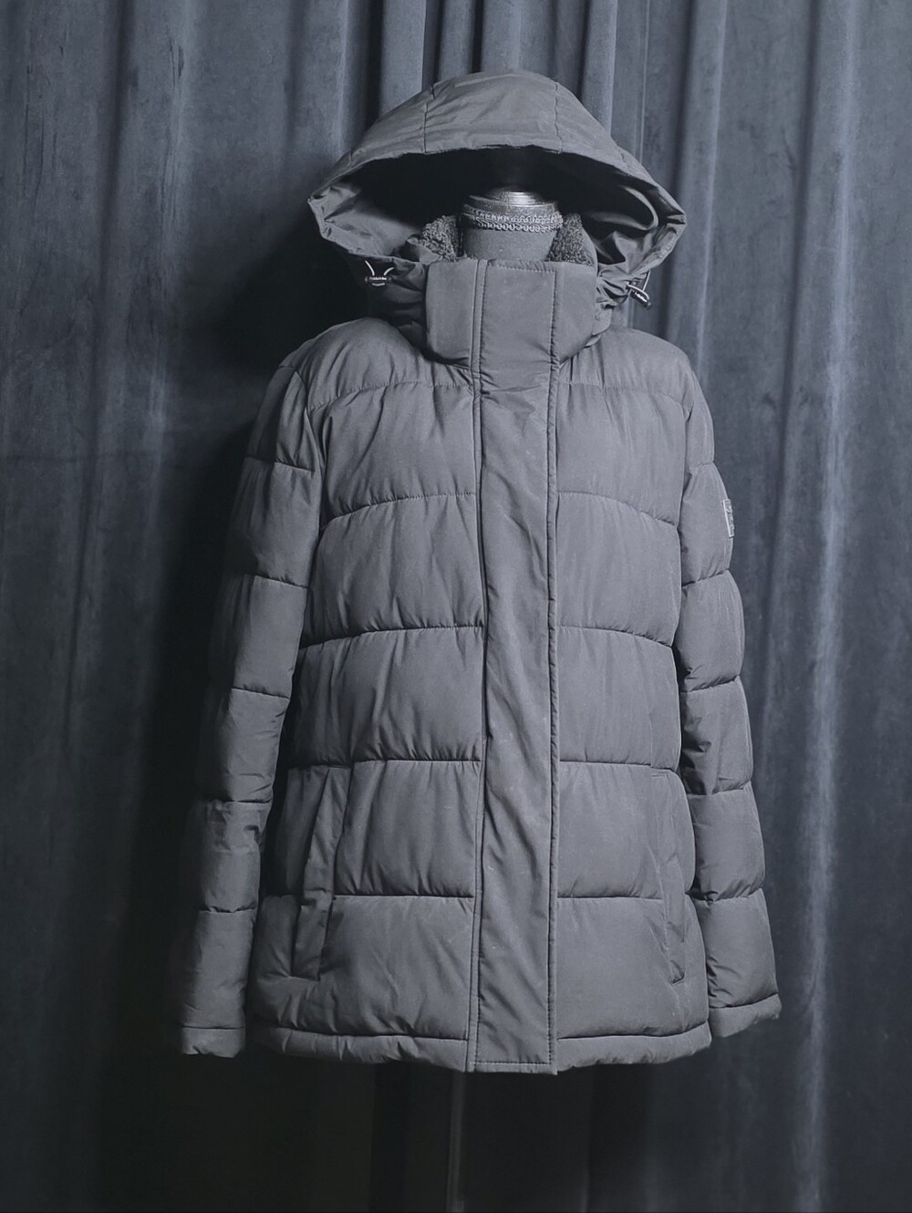 Calvin Klein Black Hooded Quilted Puffer Winter Coat